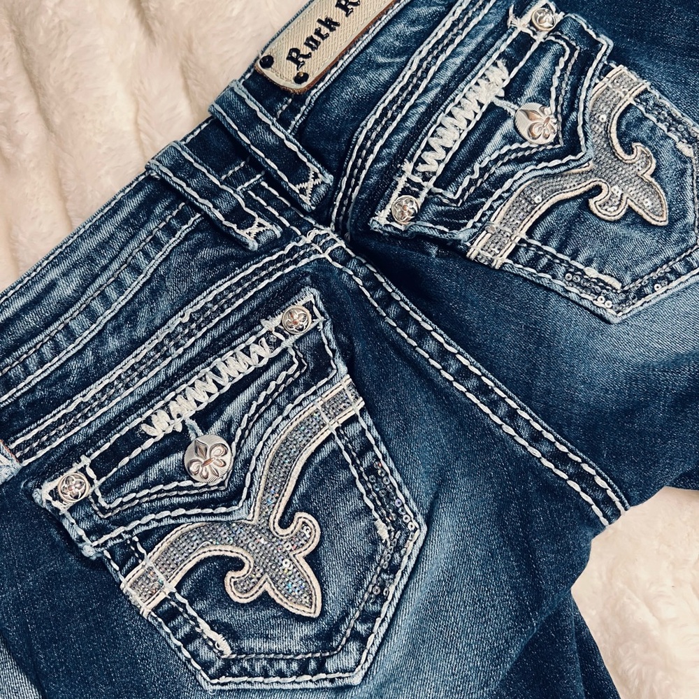 Rock Revival Dark Blue Denim with White Stitching - Picture 2 of 6